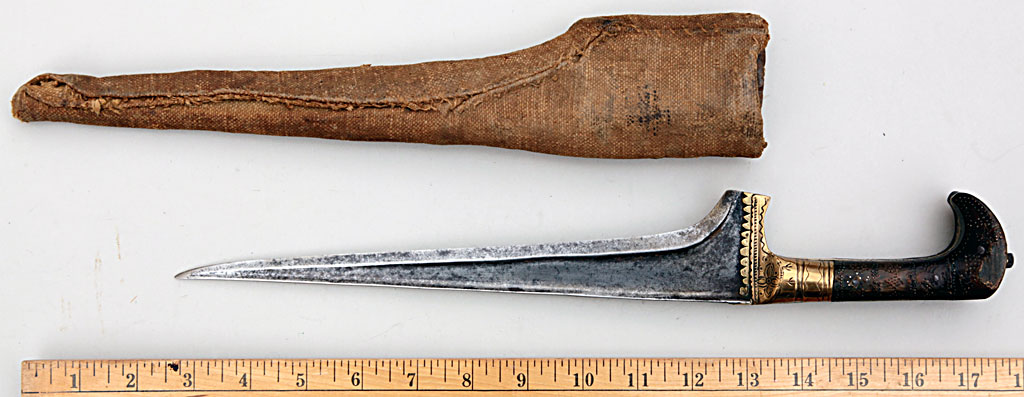 Khyber Knife with Brass Bolster, Horn Hilt and an Old Sheath