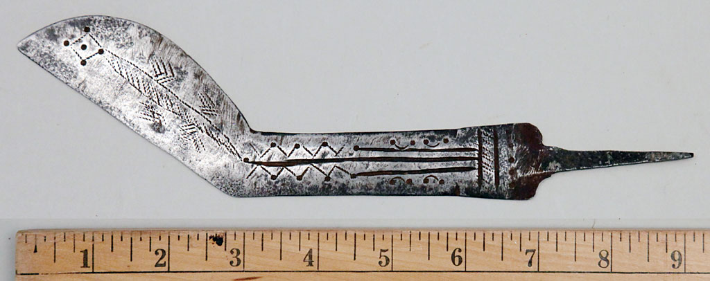 Decorated Blade from an East African Beja Hadendoa 'Hooked Blade' Dagger